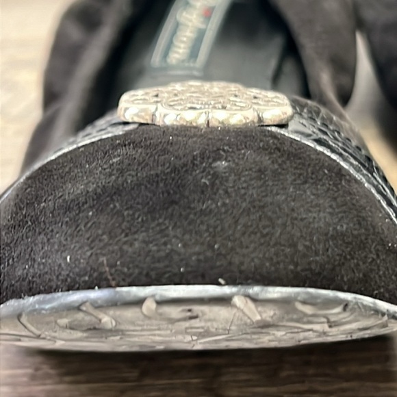 Brighton DANCER Black Suede Croc Embossed Ballet Flats Size 9 - Picture 9 of 14